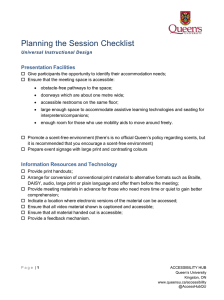 Planning the Session Checklist Presentation Facilities
