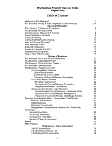 Table of Contents Business  Student  Success  Guide FSU August 2015