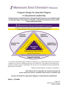 Program Design for Specialist Degree in Educational Leadership