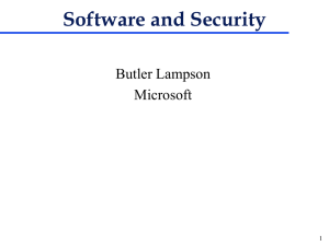 Software and Security Butler Lampson Microsoft 1