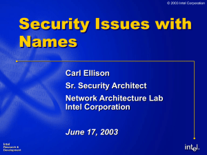Security Issues with Names Carl Ellison Sr. Security Architect