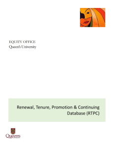 Renewal, Tenure, Promotion &amp; Continuing Database (RTPC)  Queen’s University