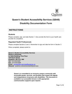 Queen’s Student Accessibility Services (QSAS) Disability Documentation Form INSTRUCTIONS