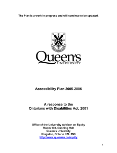 Accessibility Plan 2005-2006 A response to the Ontarians with Disabilities Act, 2001