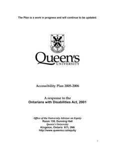 Accessibility Plan 2005-2006 A response to the Ontarians with Disabilities Act, 2001