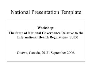 National Presentation Template Workshop: The State of National Governance Relative to the