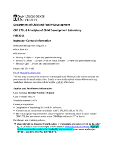 Department of Child and Family Development Fall 2014
