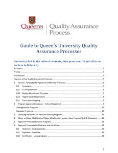 Guide to Queen’s University Quality Assurance Processes