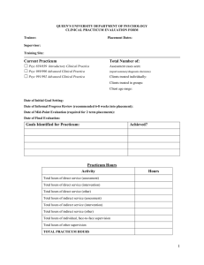 QUEEN’S UNIVERSITY DEPARTMENT OF PSYCHOLOGY CLINICAL PRACTICUM EVALUATION FORM  Trainee: