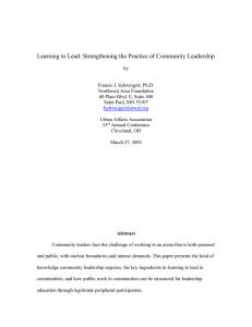 Learning to Lead: Strengthening the Practice of Community Leadership
