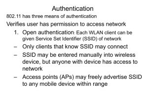 Authentication Verifies user has permission to access network 1. Open authentication