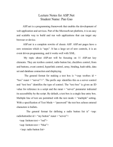 Lecture Notes for ASP.Net Student Name: Pan Gao