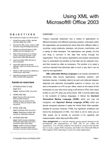 Using XML with Microsoft® Office 2003