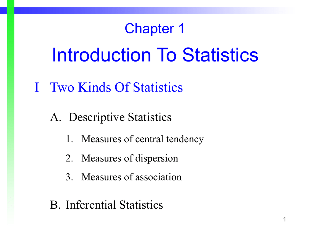 Introduction To Statistics Chapter 1 I Two Kinds Of Statistics A 