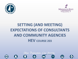 SETTING (AND MEETING) EXPECTATIONS OF CONSULTANTS AND COMMUNITY AGENCIES HEV