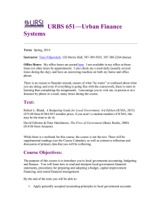 URBS 651—Urban Finance Systems