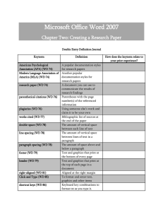 Microsoft Office Word 2007 Chapter Two: Creating a Research Paper