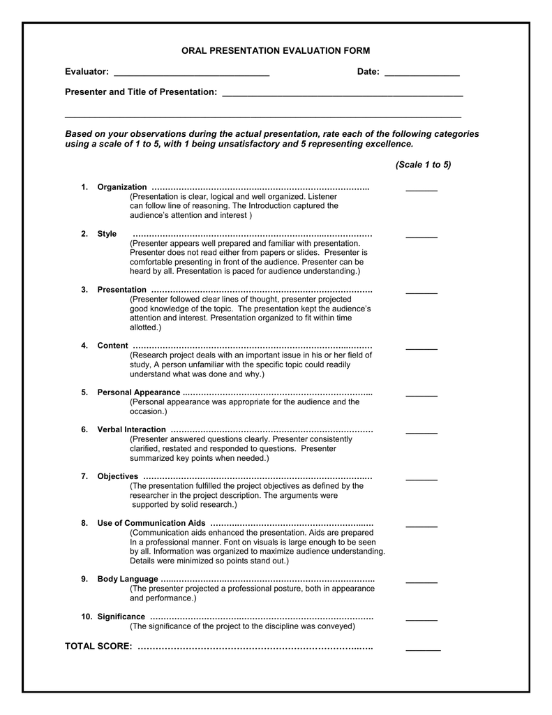 21+ Presentation Evaluation Forms 21 Free Forms And Templates 21+ Inside Presentation Evaluation Form Templates