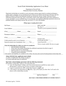 Social Work Scholarship Application Cover Sheet Department of Social Work