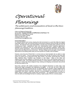 Operational Planning The subdivision and annexation of land in the town planning tradition