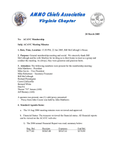 20 March 2005 To:  ACAVC Membership Subj: ACAVC Meeting Minutes