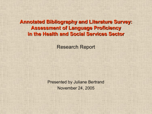 Annotated Bibliography and Literature Survey: Assessment of Language Proficiency