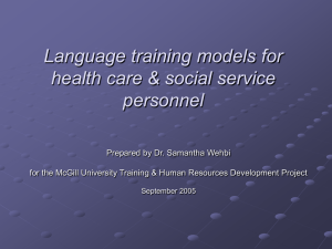 Language training models for health care &amp; social service personnel