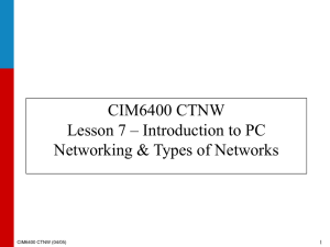 CIM6400 CTNW Lesson 7 – Introduction to PC 1
