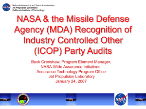 NASA &amp; the Missile Defense Agency (MDA) Recognition of Industry Controlled Other