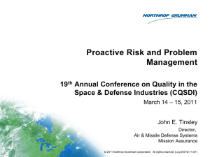 Proactive Risk and Problem Management 19 Annual Conference on Quality in the