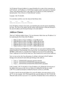 An IP (Internet Protocol) address is a unique identifier for... an IP network. An IP address is a 32 bit...