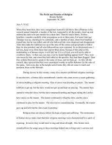 The Perils and Promise of Religion Brooks Berndt September 30, 2009