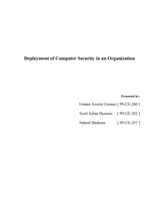 Deployment of Computer Security in an Organization