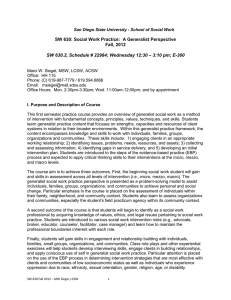SW 630: Social Work Practice:  A Generalist Perspective Fall, 2012