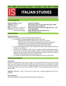 ITAL 100A: Elementary Italian I  (5) [GE] | FALL...