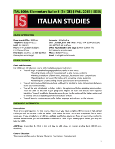 ITAL 100A: Elementary Italian I  (5) [GE] | FALL...