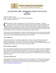 ACCOUNTING 390W:  REPORTING FOR ACCOUNTANTS Syllabus Spring 2015