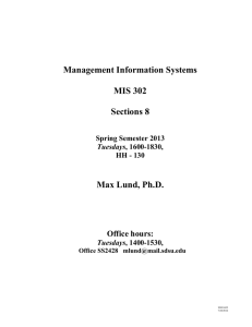 Management Information Systems MIS 302 Sections 8