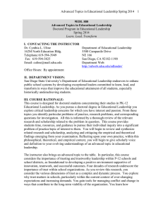 Advanced Topics in Educational Leadership Spring 2014  1 Spring 2014