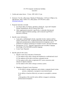 CS 370 Computer Architecture Syllabus Fall 2014