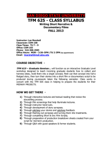 TFM 625 - CLASS SYLLABUS SAN DIEGO STATE UNIVERSITY FALL 2013