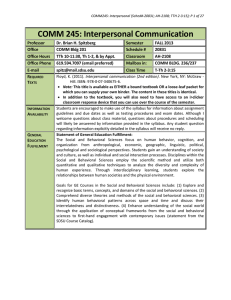 COMM 245: Interpersonal Communication