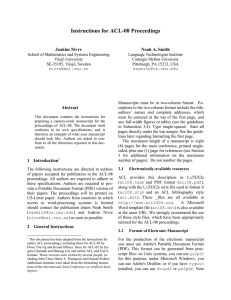 Instructions for ACL-08 Proceedings  Joakim Nivre Noah A. Smith