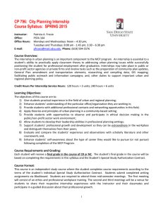 CP 796:  City Planning Internship Course Syllabus:  SPRING 2015