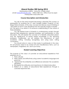 Liberal Studies 300 Spring 2014 Course Description and Introduction