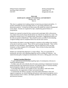 Political Science Department  Professor Ronald King San Diego State University