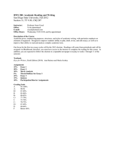 RWS 280: Academic Reading and Writing