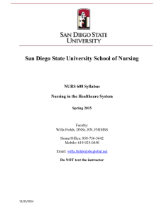 San Diego State University School of Nursing NURS 608 Syllabus