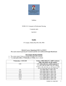 Syllabus NURS 312: Concepts in Professional Nursing 3 semester units