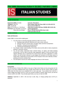 ITAL 100B: Elementary Italian II  (5) [GE] | Fall...